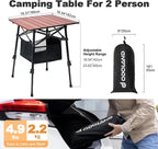 Odoland Portable Camping Table, 18.3"L x 16.5"W Folding Table with Adjustable Height 16.5" - 23.6", Large Beach Table with Storage Bag for Outdoor Camp, Cooking, Picnic, Travelling, Backyards, Fishing