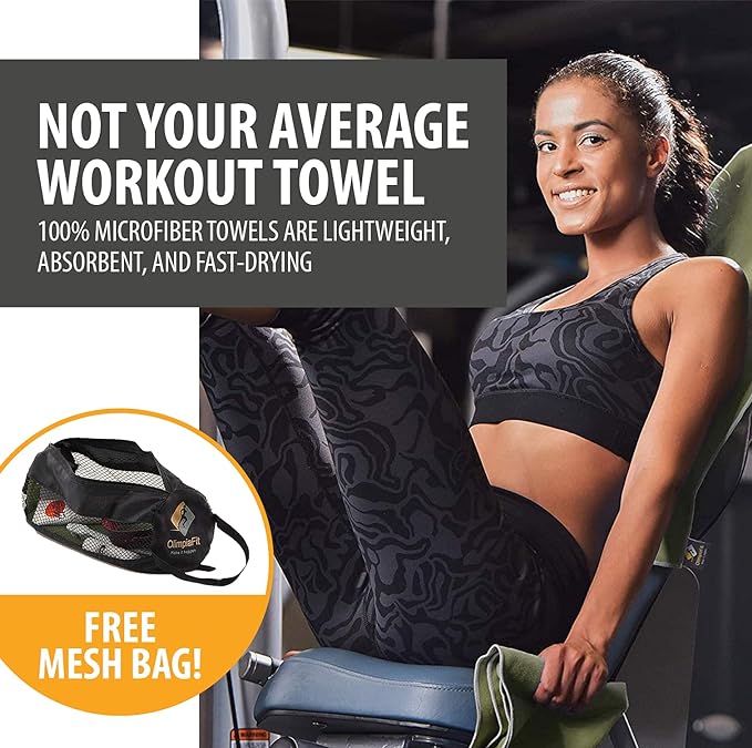 OlimpiaFit Quick Dry Towel - 3 Size Pack of Lightweight Microfiber Travel Towels w/Bag - Fast Drying Towel Set for Camping, Beach, Gym, Backpacking, Sports, Yoga & Swim Use
