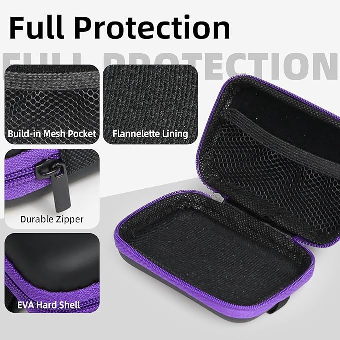 MOLOVA Earbud Case Portable EVA Carrying Case Storage Bag Cell Phone Accessories Organizer with Carabiner for Wireless/Bluetooth Headphones, SD Memory Card, Camera Chips (5 Pack, Rectangle)