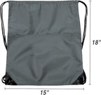 Drawstring Backpack Sports Water Resistant String Bag Sport Gym Sackpack for Women Men Large with Zipper, Grey
