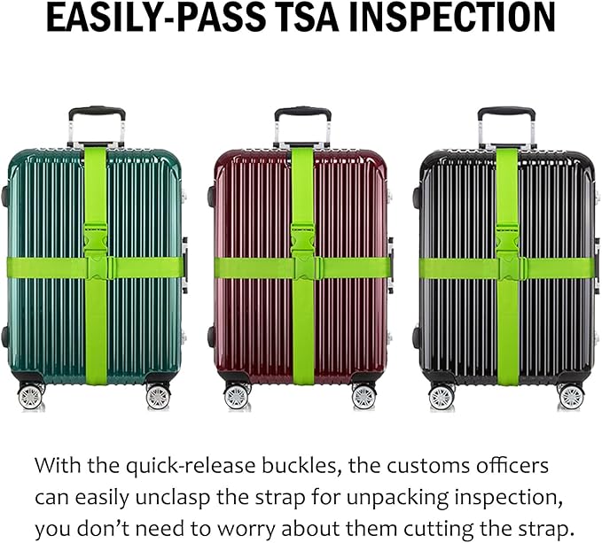 Ultra Long Heavy Duty Luggage Straps for Suitcases/Uprights/Duffels/Bags, 79" Adjustable Travel Packing Belts for Cargo Safety, Sturdy Baggage Strap Belts Multi-Pack