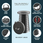 NUMANU 2026 Upgraded XXL Collapsible Stool 19.7", 1000lbs Max Weight, Wider & Taller Pop Up Seat, Heavy Duty Portable Retractable Folding Chair or Travel Foot Rest, Gift for Camping & Outdoors