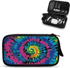 Tie Dye Print Portable Travel Cable Organizer Bag, Tech Storage Bag for Cord, Charger, Phone, Earphone, Hard Drive, USB, SD Card and Electronic Accessories