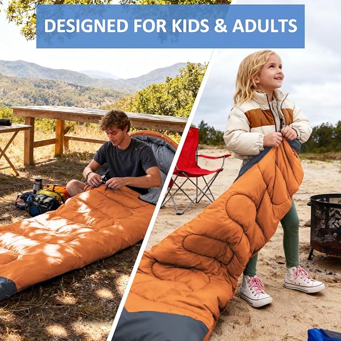 oaskys Camping Sleeping Bag - 3 Season Warm & Cool Weather - Summer Spring Fall Lightweight Waterproof for Adults Kids - Camping Gear Equipment, Traveling, and Outdoors