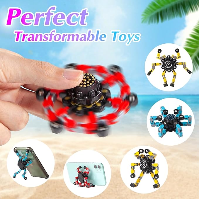 Gokeey Transformable Fidget Spinners 3 Pcs for Kids and Adults Stress Relief Sensory Toys for Boys and Girls Fingertip Gyros for Party Favors Goodie Bag Stuffers for Kids