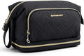 BAGSMART Travel Makeup Bag, Cosmetic Bag Make Up Organizer Case, Large Wide-open Pouch for Women Double Layers Purse for Toiletries Accessories Brushes Black