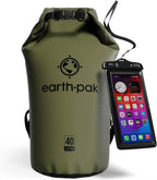 Earth Pak Waterproof Dry Bag - Roll Top Waterproof Backpack Sack Keeps Gear Dry for Kayak with Waterproof Phone Case