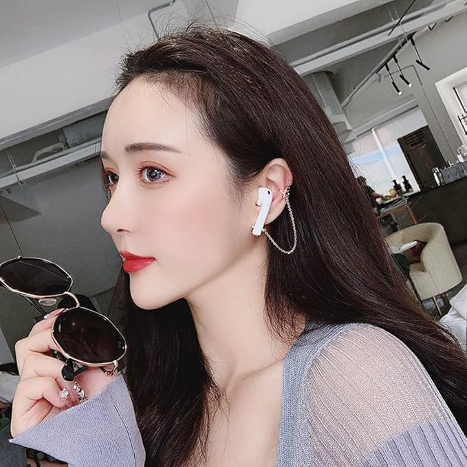 ZOSTLAND 1 Pair Creative Earphone Anti Lost Earring Clip Earclip Strap Wireless Earhook Earbud Ear Bud Holder Connector Compatible with Airpods 1/2/Pro/3 Beats Fit Pro Sony (Sliver Leaf)