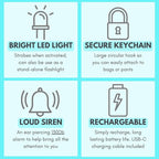 Securityman Personal Alarms for Women | Safety Alarm Keychain (Loud 130dB Siren and SOS Strobe Light) Everyday Self Defense Security Alarm Protection Device (Teal)