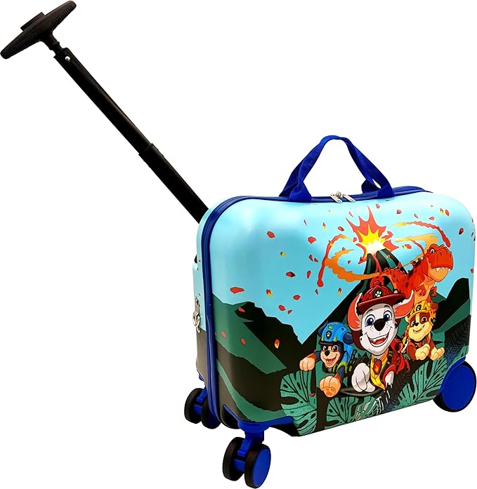 Fast Forward Paw Patrol 2-in-1 Kids 18" Suitcase & Ride-On Luggage - Lightweight Tow-Along Toddler Luggage with Wheels
