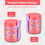 10oz Soup Thermo for Hot Food Kids,Lunch Thermo Kids Food Jar with Spoon Hot Insulated Food Containers,Leak Proof Stainless Steel Wide Mouth Lunch Thermo Jar for School(Pink-Rainbow)
