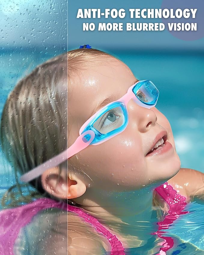Aegend Swim Goggles for Kids Youth 3-14 Anti-Fog Anti-UV Comfort Fit Goggles for Swimming