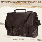 IGOLUMON Messenger Bag for Men 15.6 inch Vintage Leather Waterproof Laptop Briefcase for Men Large Computer Laptop Bag Leather Satchel Bag Retro Shoulder Bag for Office Business College, Coffee