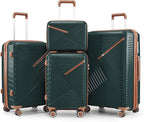 4 Piece Luggage Set, Hardside Expandable Lightweight Suitcase with 360° Mute Spinner Wheels Luggage Sets, TSA Lock, 14/20/24/28 Inch Travel Luggage for Men, Women and Girls (Army Green)