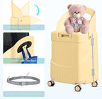advwin 22" Ride-On Luggage with Seat for Kids & Adults, Lightweight Hardside Ride-On Suitcase with Front Opening, TSA Lock, 360° Spinner Wheels, Yellow