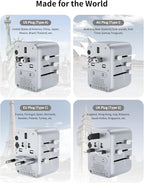 MOMAX Universal Travel Adapter, 20W+18W International Plug Adapter with 2 USB-A Quick Charging & 1 USB C PD Fast Charging,1 AC, All-in-one Wall Charger for USA EU UK AUS JP (Type C/A/G/I)