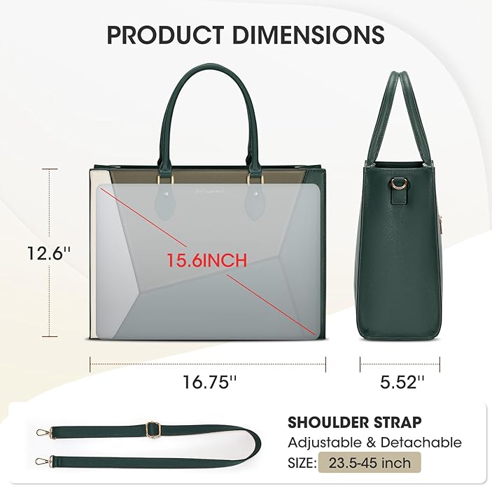 RAINSMORE Laptop Tote Bag for Women 15.6 Inch Large Women Work Bags Waterproof Business Office Teacher Bag Computer Briefcase