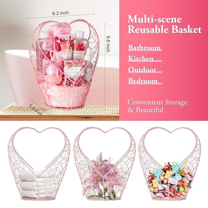 Mothers Day Gifts for Mom Gifts Basket Christmas Gifts for Women Spa Set Lily & Peony Home Spa Set, Beauty Personal Care Set Jojoba Oil, Spa Self Care Kit, Bath Body For Thank You, Birthday