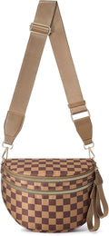 Black and White Checkered Crossbody Bag Bum Bag for Women,Spacious Checkered Purse Fanny Packs Belt Bag