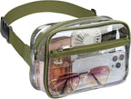 Packism Clear Fanny Pack Stadium Approved - Plus Size 35-51 inches Adjustable Strap Clear Belt Bag for Women Men Transparent Waist Bag for Concerts, Sporting Events, Green