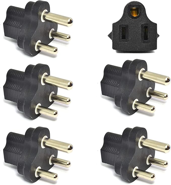Ceptics South Africa SABS1661 Travel Power Plug Adapter Accepts NEMA 5-15R - ETL Certified - Industrial Grade (IG-10L-5PK)