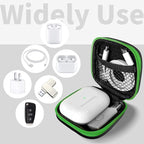 2Pack Square Earbud Case Portable EVA Carrying Case Storage Bag Cell Phone Accessories Organizer with Carabiner for Earphone, Earbud, Earpieces, SD Memory Card, Camera Chips-Purple/Green