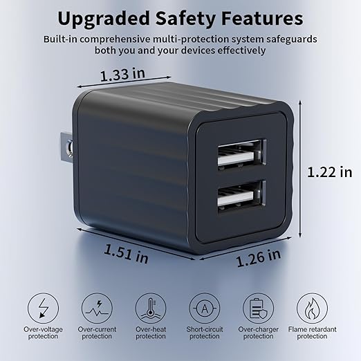 2Pack Fast iPhone Charger[Apple MFi Certified]10FT Dual Port USB Fast Charging Block iPhone 17 USB A-C Braided Cable Cords,Apple Charger Adapter for iPhone 17 Air/16e/17/16/15/15 Plus/Pro/Pro Max/iPad