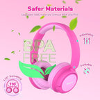 iClever BTH22 Kids Bluetooth Headphones, 60H Play Time, USB C Fast Charging, Bluetooth 5.4, AUX Cord,Safe Volume 74/85 dBA,Over Ear Kids Headphones Wireless for iPad/Tablet/Travel/School, Bright Pink