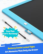 TEKFUN 12 Inch LCD Writing Tablet for Kids, Coloring Drawing Pad, Mess Free Doodle Board, Airplane Travel Toys for Boys and Toddlers, Road Trip Essentials, Gifts for 3 4 5 6 7 8 Year Old Girls(Blue)