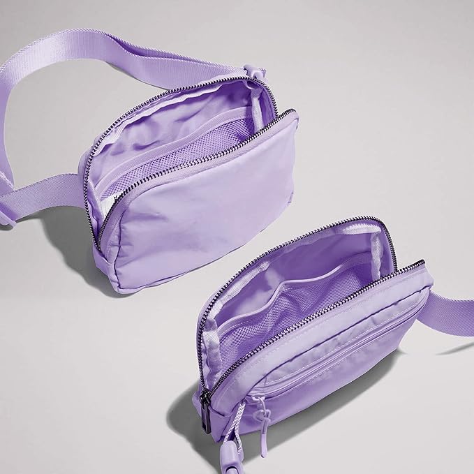 YOSHUYUKI Cross Body Fanny Packs for Women Fashion Waist Bag Pouch Nylon Small Travel Crossbody Bags Mini Purse Everywhere Belt Bag Bum Bag Adjustable Strap for Workout Running Hiking Lavender Fog