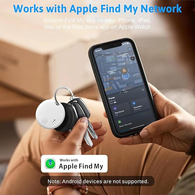Tracker Tag 4 Packs Bluetooth Tracker, Smart Tag Locator Tracking Device, Keys Finder and Item Locator,Air Tracker Item Finders with Find My(iOS Only) Track Your Keys (White and Black, 4 Pack)
