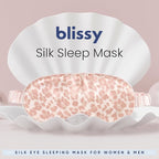 Blissy Silk Sleep Mask - Eye Sleeping Mask for Women & Men for Total Blackout - 100% Pure Mulberry Silk, 22 Momme 6a Fibers - Blindfold Sleep Mask Side Sleeper Eye Cover (Mauve Cheetah)