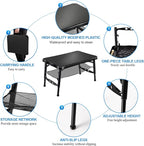KPR Retractable Small Folding Table and Stool Set, Portable Camping Foldable Table Lightweight Yet More Sturdy with Adjustable Stool for Outdoor Picnic, Beach, Camp, Also Ideal as Laptop Bed Desk