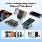 Magnetic Wireless Power Bank 26800mAh, PD 22.5W Type-C Fast Charging Portable Charger 5 Outputs, Battery Pack for Magsafe Built in 2 Cables with Stand LED Display for iPhone 17/16/15/14/13/12-Black