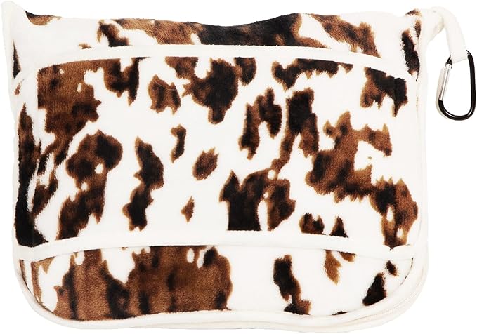 CARSTENS, INC. Travel Blanket, Premium Compact 2-in-1 Airplane Blanket/Pillow, Wrangler Tri-Color Cowhide