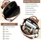 AGLOD Vegan Leather Laptop Backpack for Women 15.6 Inch Work Backpack Purse for Travel College