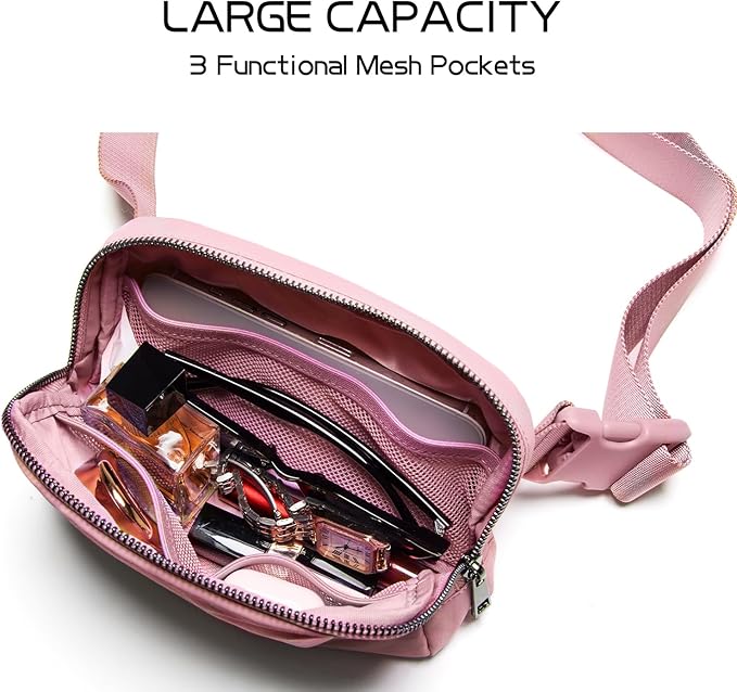 Belt Bag for Women Fanny Pack Crossbody Bags for Women Fashion Waist Packs with Adjustable Strap Gifts for Teen Girls Women Men (Pink)