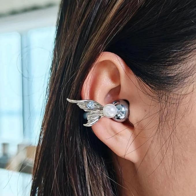 Bow Rhinestone for Clip on Earbuds Open Ear Accessories, Elegant Zirconia Decorative Earphone Accessories, Removable Exquisite DIY Decoration