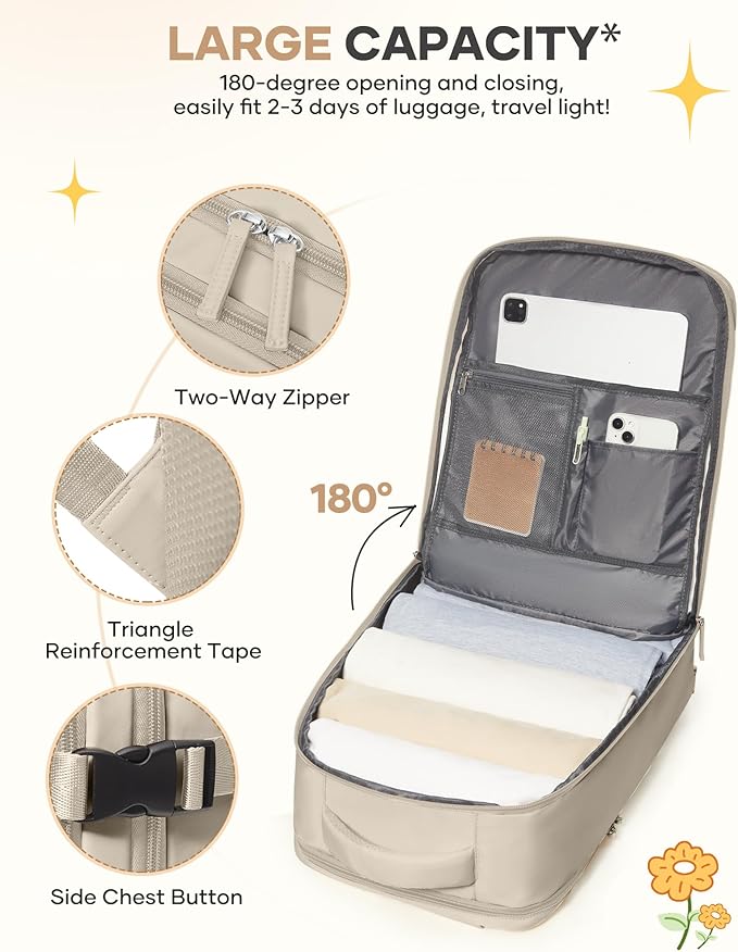 coofay Large Travel Backpack For Women Men Airline Approved Carry On Backpack Flight Approved Waterproof Sports Luggage Backpack Casual Daypack Hiking Backpack