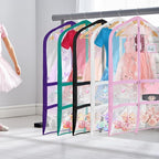 Univivi Clear Garment Bags for Dance Costumes, 40 Inch Dance Costume Garment Bags for Dancers, with 4 Medium Clear Zipper Pockets and 1 Large Back Zippered Pocket (Black, 2 Pack)