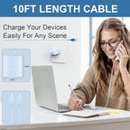 45W Super Fast Charger USB C Android Phone Type C Charger Fast Charging Block with 10FT Cord for Samsung Galaxy S26/S26 Ultra/S26+/S25 Ultra/S25/S24 Ultra/S24/S23 Ultra/S22/S21/S20/Note 10, Blue
