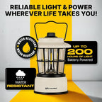 LUXPRO Retro LED Lantern - Battery-Powered Emergency Lantern - Water Resistant - Bright LED Lamp for Indoor & Outdoor Use - Use for Tents, Hiking or Hurricane Prep (Beige, Pack of 1)