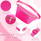 Amylove 9 Pieces Fanny Packs Nylon Waist Bag Zipper Travel Running Bag with Adjustable Strap for Women Men(Nylon,Rose Red)
