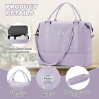 Travel Duffel Bag, Sports Tote Gym Bag, Shoulder Weekender Overnight Bag for Women