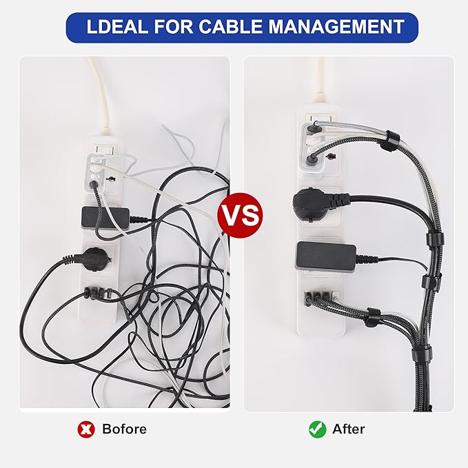 Nettbe Reusable Cable Ties, 126 PCS 8 Inches Adjustable Cord Straps Wire Organizer Cord Wrap and Hook Loop Cable Management
