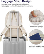 MATEIN Extra Large Backpack for Women, 18 Inch TSA College Backpack with Multiple Compartments & Anti Theft Pocket, 50 L Fashion Work Computer Carryon for Business, Cream Beige