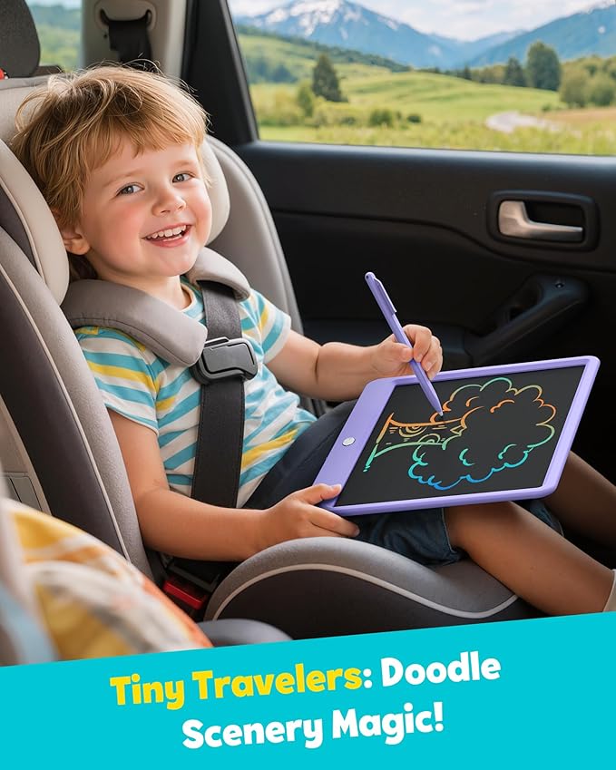 TEKFUN 12 Inch LCD Writing Tablet for Kids, Coloring Drawing Pad, Mess Free Doodle Board, Airplane Travel Toys for Boys and Toddlers, Road Trip Essentials, Gifts for 3-8 Year Old Girls (Purple)