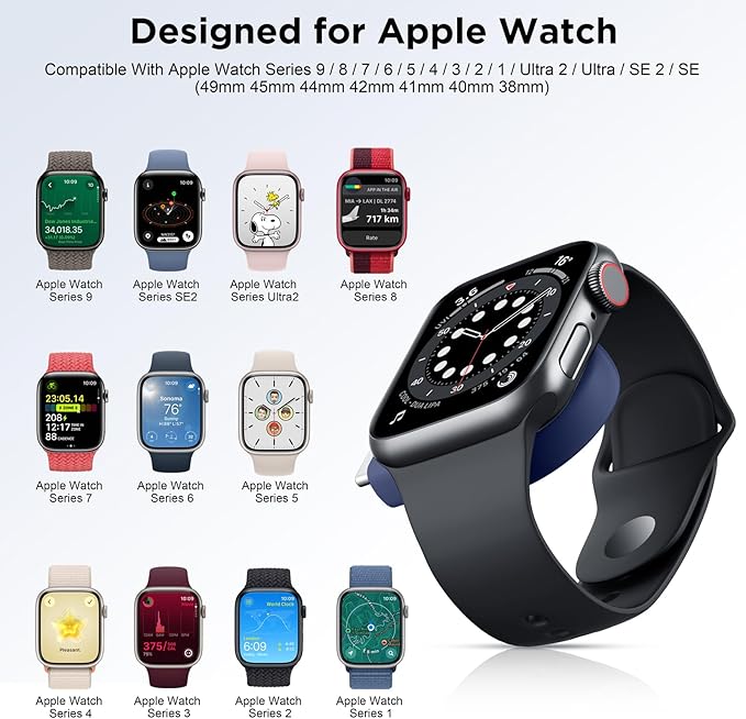 2025 Upgrade for Apple Watch Charger,Magnetic Portable iWatch Charger USB C&USB A Fast Wireless Charging Travel Battery Charger for iWatch Ultra2/Ultra/SE2/SE Series 10/9/8/7/6/5/4/3/2/1