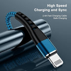 Essri 2Pack for iPhone Charger Cord 1FT, Lighting Cable 1 Feet to USB Charging Cable, Nylon Braided Charging Cord 1 Foot Compatible with iPhone 14 13 12 11 X XS XR 15 Pad - Blue