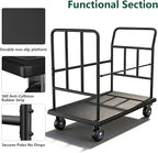 Luggage Cart,850LB Load Luggage Trolley with 5" Quiet Wheels & Secures Poles,Heavy-Duty Steel Hand Truck for Hotel Bellman,Airport,Commercial Use,Non-Slip Platform Dolly(42.51" x 25.19" x 34.25")